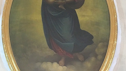 Replika obrazu "Madonna Sykstyńska" Rafaela Santi, malowany złotem. Fot. Krystian Makowski.