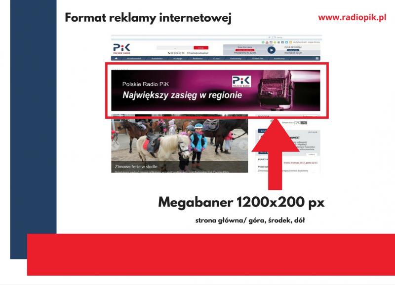 Przykład megabaneru na stronie głównej www.radiopik.pl