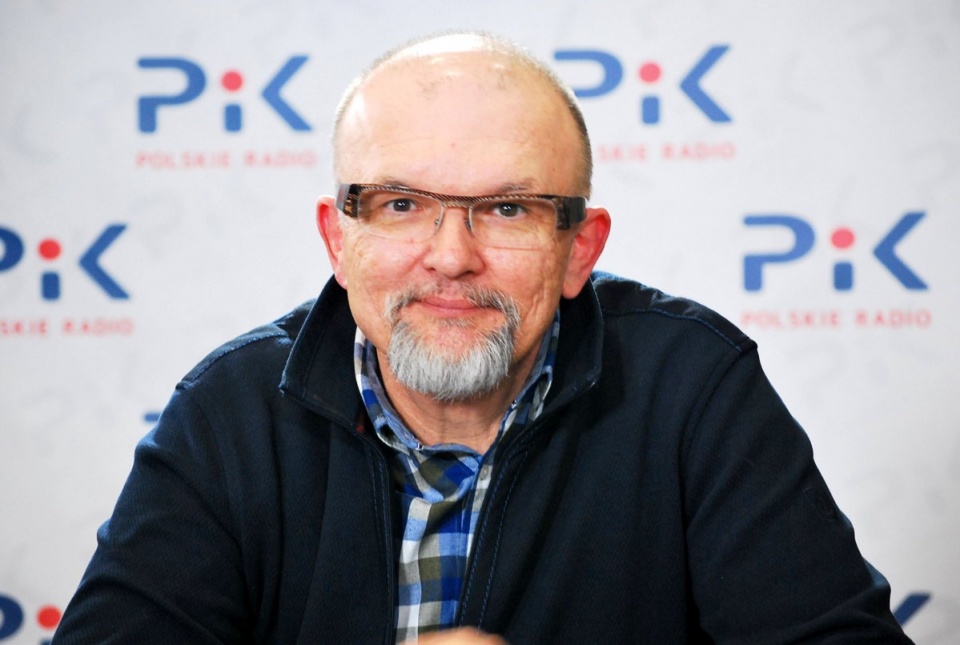 Wojciech Adamczyk w Polskim Radiu PiK. Fot. Magda Jasińska