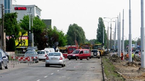 Fragment ul. Fordońskiej zamknięto ze względu na budowę nowej linii tramwajowej. Fot. Michał Słobodzian