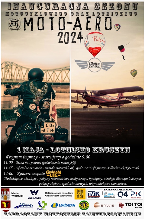 Rozpoczęcie sezonu motocyklowo - lotniczego MOTO AERO 2024 - Lotnisko Aeroklubu Włocławskiego Kruszyn kWłocławkahellip 