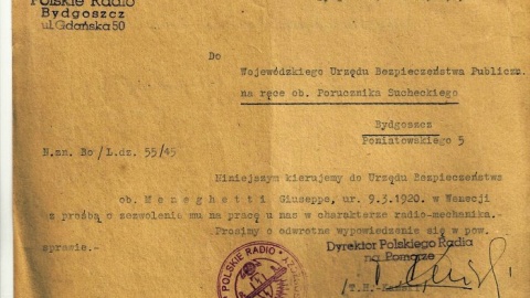Włoch Giuseppe Meneghetti wśród pierwszych pracowników rozgłośni Polskiego Radia w Bydgoszczy