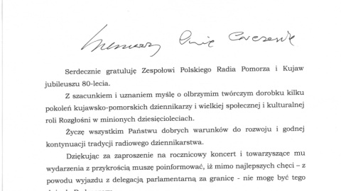 Gratulacje od Wicemarszałka Sejmu RP Jerzego Wenderlicha