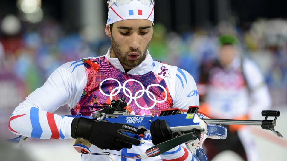 Francuz Martin Fourcade zdobył w Soczi swój pierwszy złoty medal olimpijski. Fot. PAP/EPA