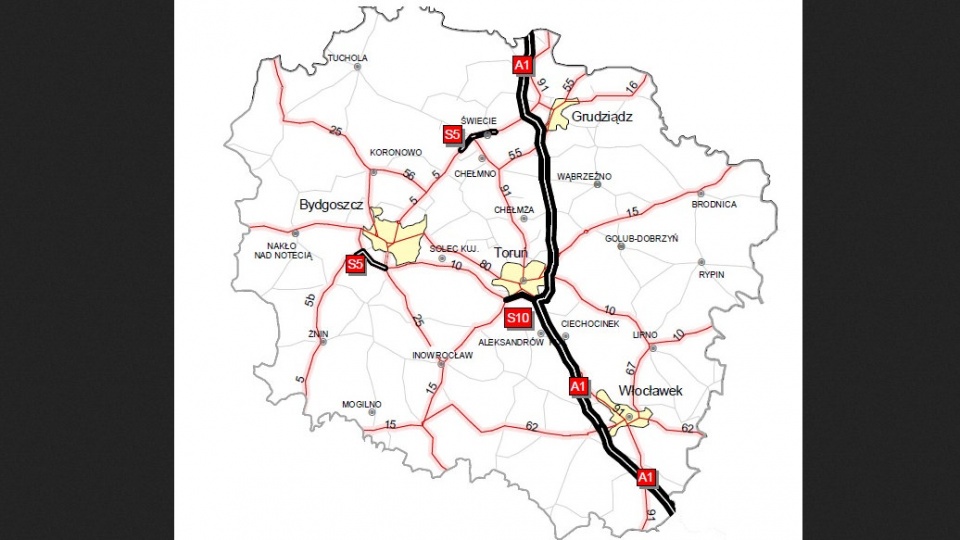 Kierowcy mogą już korzystać z ostatniego 19 km odcinka autostrady A1 na terenie województwa kujawsko-pomorskiego. Grafika: GDDKiA.
