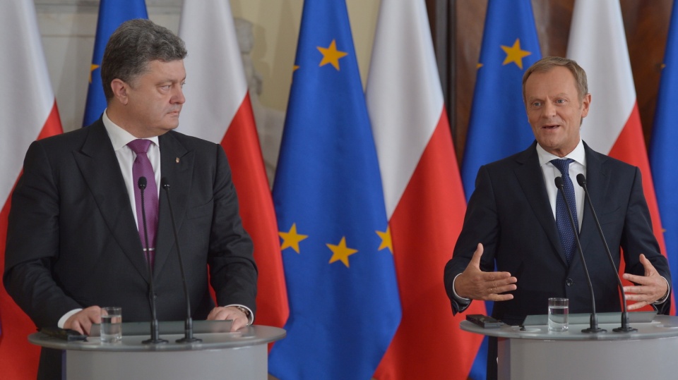 Kandydat na prezydenta Ukrainy Petro Poroszenko spotkał się m. in. z premierem Tuskiem. Fot. PAP/Radek Pietruszka.