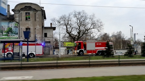 Pożar pawilonów przy rondzie Fordońskim w Bydgoszczy