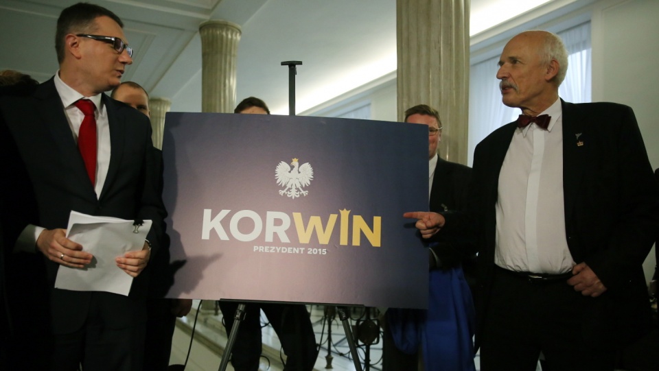 KORWIN: Koalicja Odnowy Rzeczypospolitej Wolność i Nadzieja na konferencji prasowej. Fot. PAP/Tomasz Gzell
