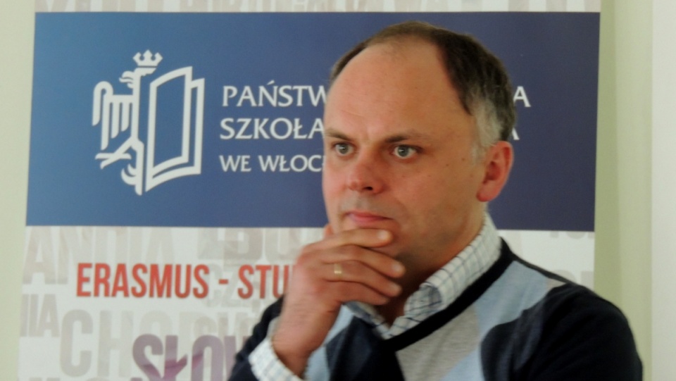 Wiceminister Grzegorz Karpiński wygłosił wykład w państwowej Wyższej Szkole Zawodowej we Włocławku. Fot. Marek Ledwosiński