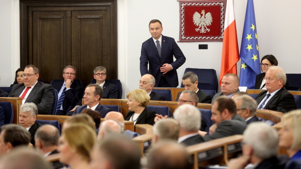 Prezydent Andrzej Duda otworzył inauguracyjne posiedzenie Senatu IX kadencji. Fot. PAP/Leszek Szymański