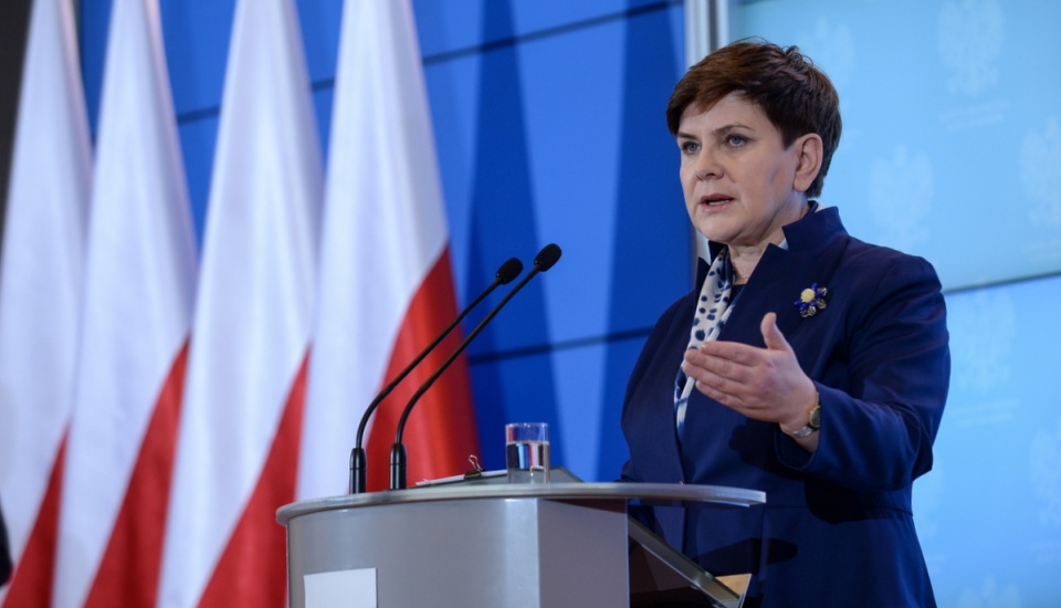 Premier Beata Szydło podczas konferencji prasowej w KPRM w Warszawie. Fot. PAP/Marcin Obara