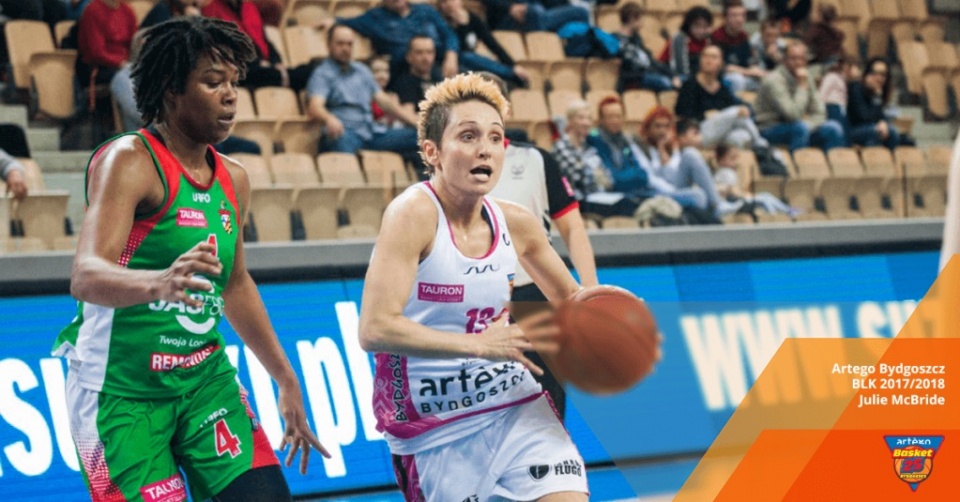 Na zdjęciu od prawej Julia McBride, nowa koszykarka Artego Bydgoszcz. Fot. basket25.pl