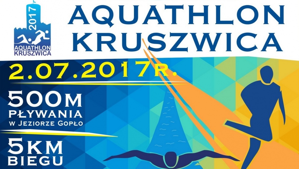 Ponad 100 zawodników wystartuje w pierwszej edycji Aquathlon Kruszwica. Grafika: gminakruszwica.pl