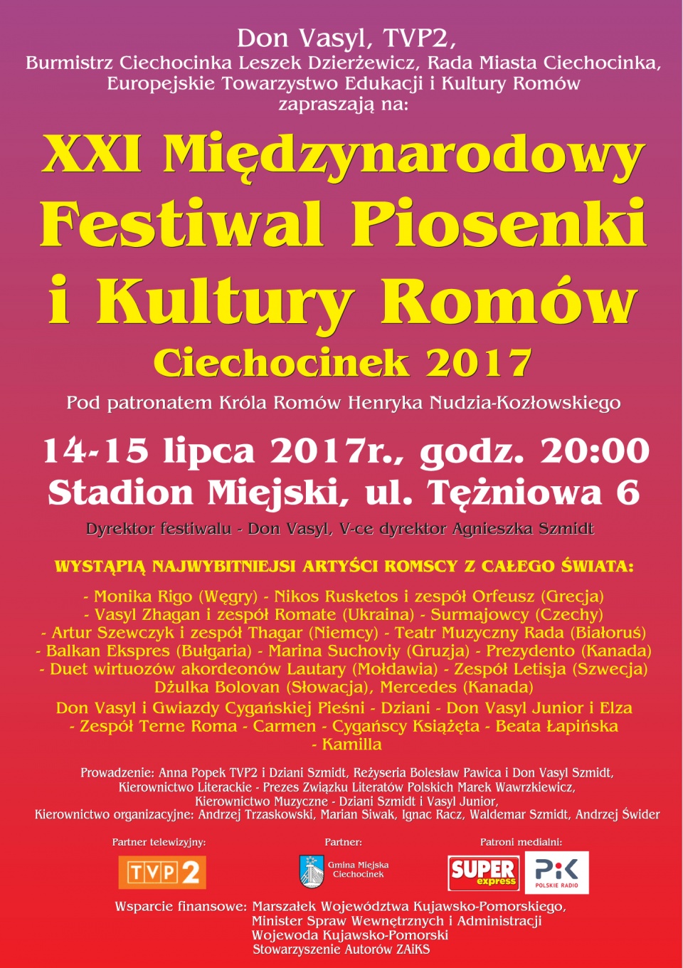 Plakat XXI Międzynarodowego Festiwalu Piosenki i Kultury Romów. UM Ciechocinka