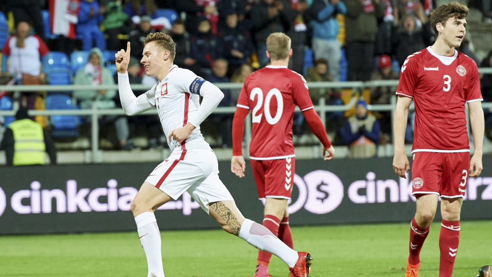 Zdjęcie z meczu Polska kontra Dania w 5. kolejce grupy 3. eliminacji do piłkarskich ME U21. Fot. PAP/Adam Warżawa