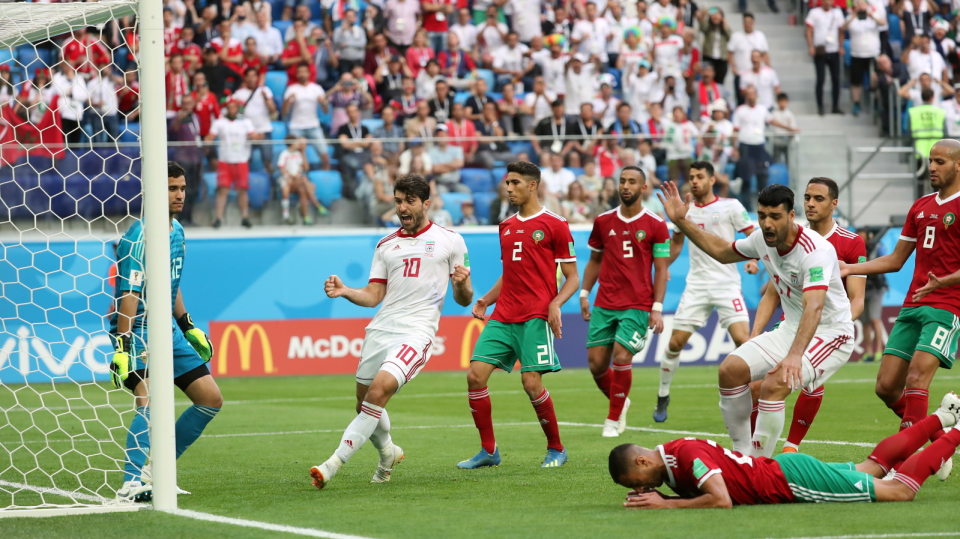 Zdjęcie z meczu 1. kolejki grupy B MŚ 2018 pomiędzy Iranem i Maroko. Fot. PAP/EPA/GEORGI LICOVSKI