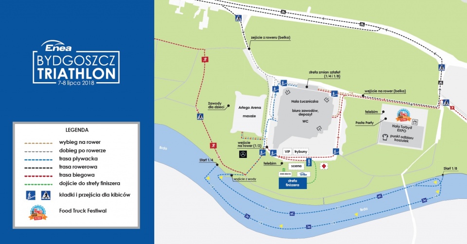 Mapa terenu zawodów Enea Bydgoscz Triathlon.