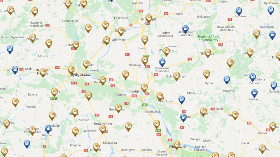 Mapa, wykaz kontrolowanych stacji i wyniki kontroli IH publikowane są na stronie UOKiK. Fot. Zrzut ekranu
