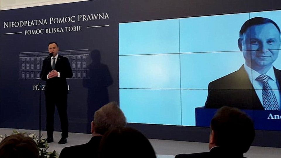 25 stycznia prezydent Andrzej Duda prezentował dziennikarzom przygotowaną z jego inicjatywy ustawę dotyczącą nieodpłatnej pomocy prawnej, dostępnej dla wszystkich obywateli. Fot. Michał Jędryka