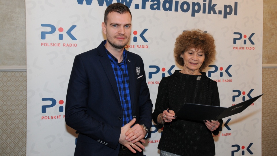 Jolanta Kuligowska-Roszak - prezes Polskiego Radia PiK i Marcin Murawski - prezes GKM Grudziądz. Fot. Ireneusz Sanger