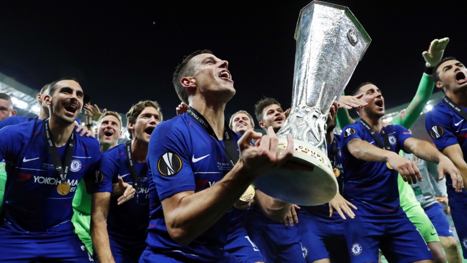 Piłkarze Chelsea cieszą się z triumfu w Lidze Europy 2019. Fot. PAP/EPA/MAXIM SHIPENKOV