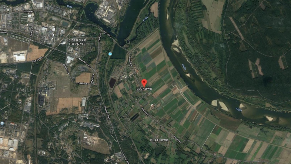 Mieszkańców bydgoskiego Łęgnowa zalewa woda. Chodzi o tereny pozachemowskie. Grafika: Google Maps
