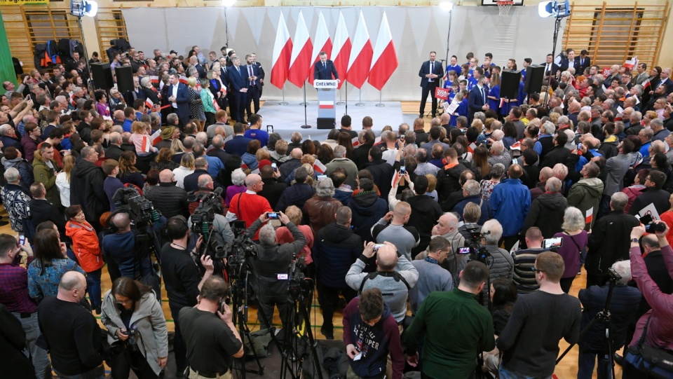 Prezydent RP Andrzej Duda podczas spotkania z mieszkańcami miasta w Chełmnie. Fot. PAP/Tytus Żmijewski