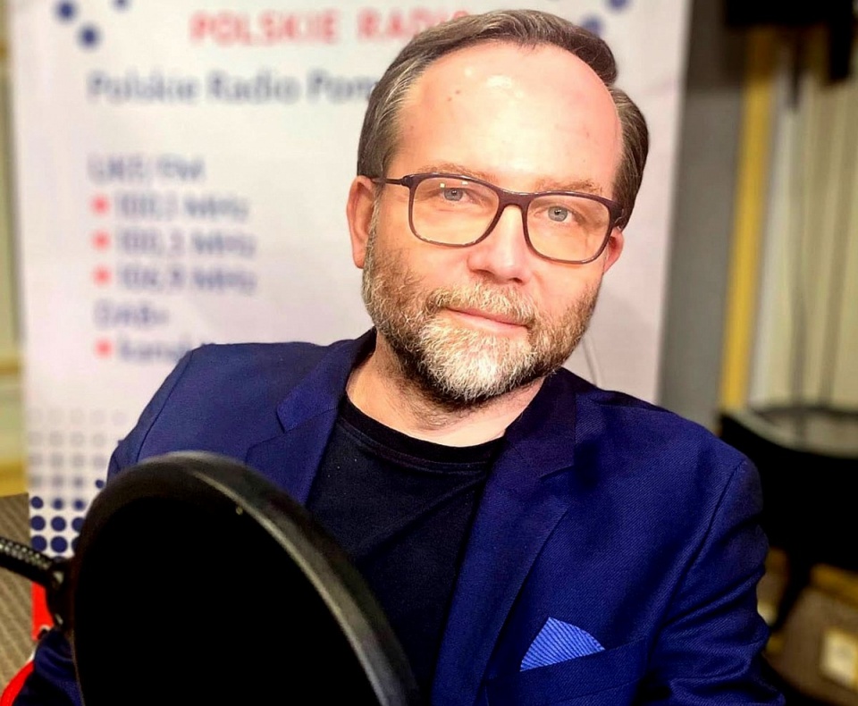 Krzysztof Herdzin w studiu Polskim Radiu PiK. Fot. Magda Jasińska