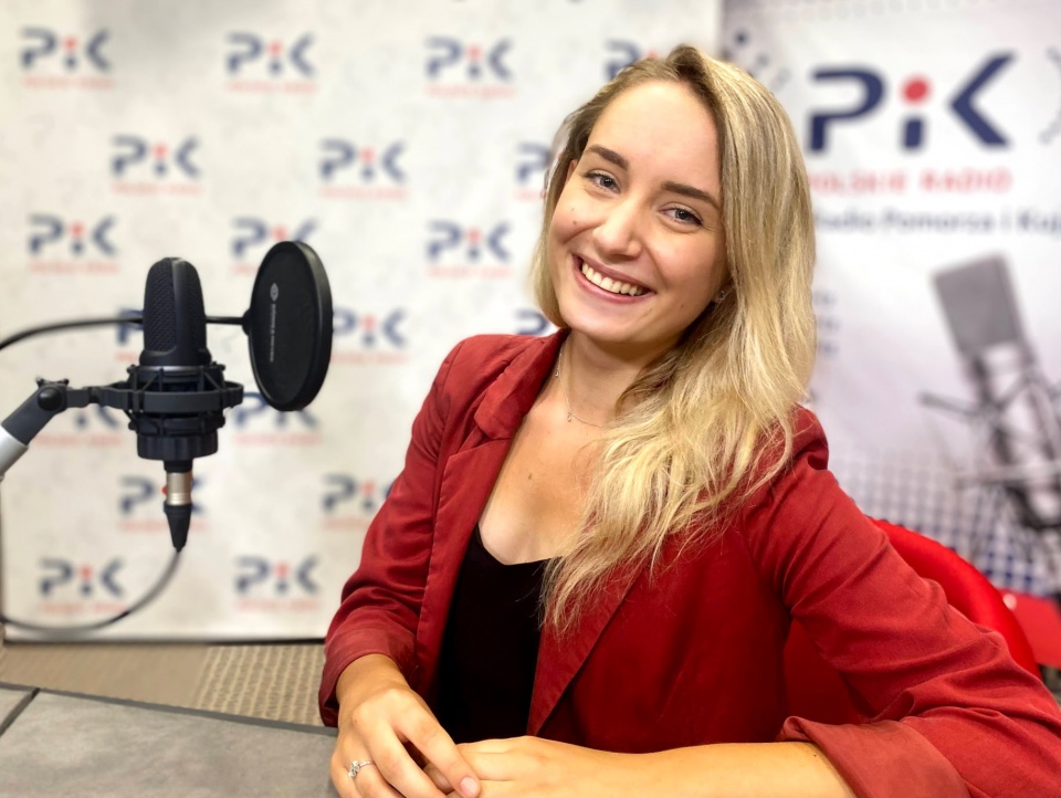 Weronika Zych w studiu PR PiK. Fot. Magda Jasińska