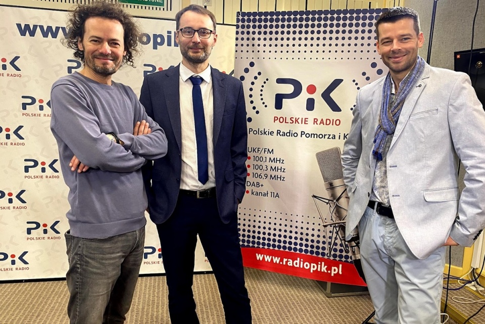 Mariusz Patyra, Włodzimierz Spodymek i Mariusz Klimsiak w Polskim Radiu PiK Fot. Magda Jasińska/arch.PR PiK