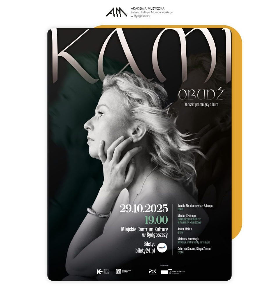 Kamila Abrahamowicz-Szlempo zaprasza na koncert. Źródło: facebook.com/amuzbydgoszcz