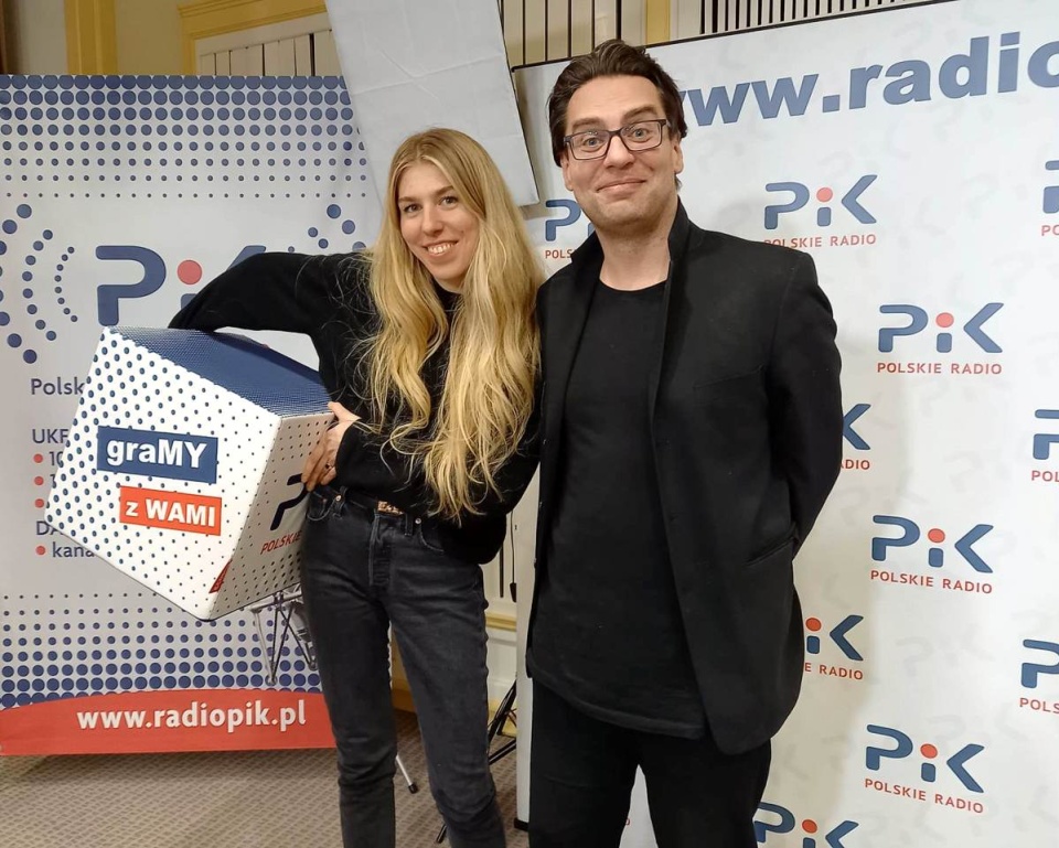 Eliza Sikora i Piotr Grygorkiewic w studiu Polskiego Radia PiK. Fot. Ewa Dąbska