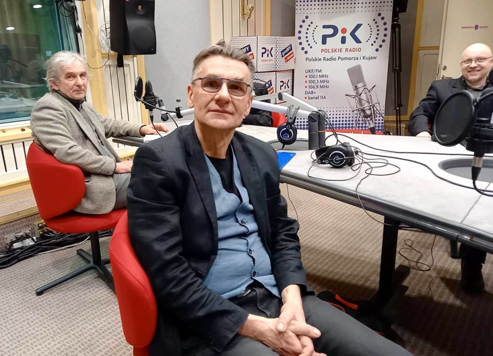 Wojciech Kass wśród gości PiKowej Kawiarenki w studiu PR PiK. Fot. Ewa Dąbska
