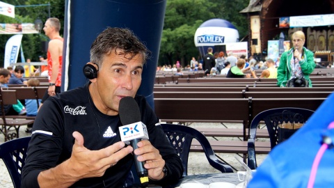 "Król chodu" był m.in. naszym gościem w studiu plenerowym Polskiego Radia PiK. Fot. Henryk Żyłkowski