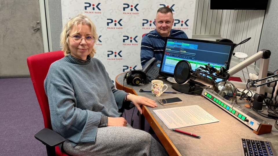 Magda Jasińska i Arkadiusz Bereszyński w studiu Polskiego Radia PiK w Bydgoszczy. Fot. Izabela Langner