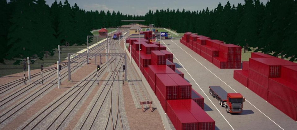 Model terminala multimodalnego w Emilianowe /Model: Polski Instytut Transportu Drogowego