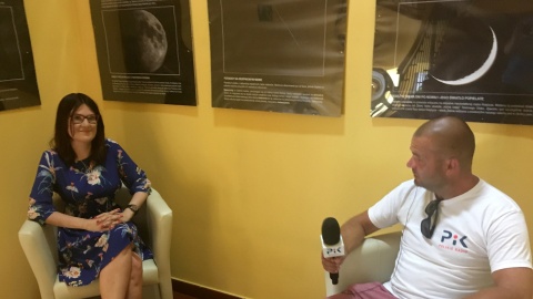 Marcin Doliński podczas rozmowy z Małgorzatą Gołębiewską. Fot. Krystian Makowski.