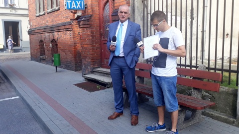 Damian Klich w towarzystwie burmistrza Chełmży, Jerzego Czerwińskiego. Fot. Sławomir Nowak.