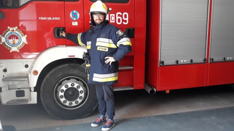 Strażak z Wakacyjnego PiKnik-u. Fot. Sławomir Nowak.