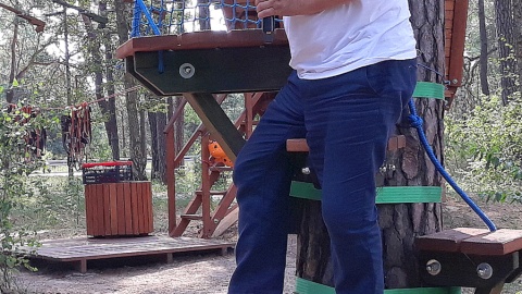 Wojciech Sobociński w soleckim Parku Linowym. Fot. Sławomir Nowak.