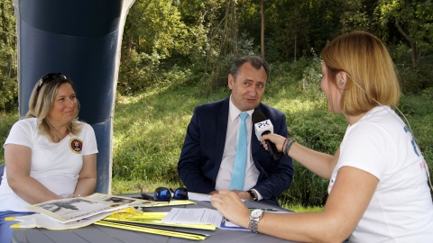 Monika Kaczyńska rozmawiała z burmistrzem, Pawłem Banasikiem i Dorotą Kostecką. Fot. Henryk Żyłkowski.