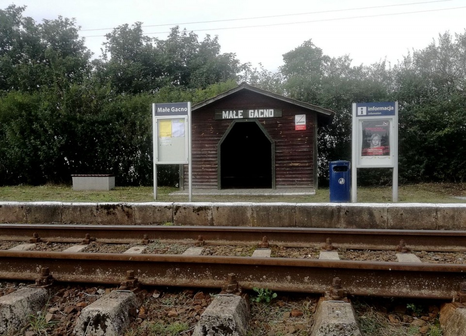Przystanek kolejowy w Malym Gacnie, z którego zniknęły prawie wszystkie pociągi. Fot. Michał Słobodzian