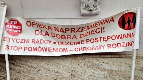 „Stop alienacji rodzicielskiej" - pod takim hasłem protestowali w Toruniu ojcowie. Fot. Adriana Andrzejewska-Kuras/PR PiK