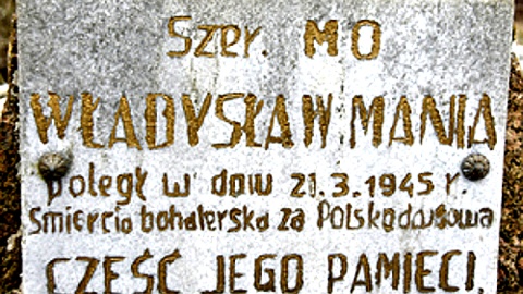 Tablica na głazie w Świdwiu, wskazującym miejsce, w którym zginął Władysław Mania. Fot. krajna.com.pl/zbiory prywatne Jana Mani