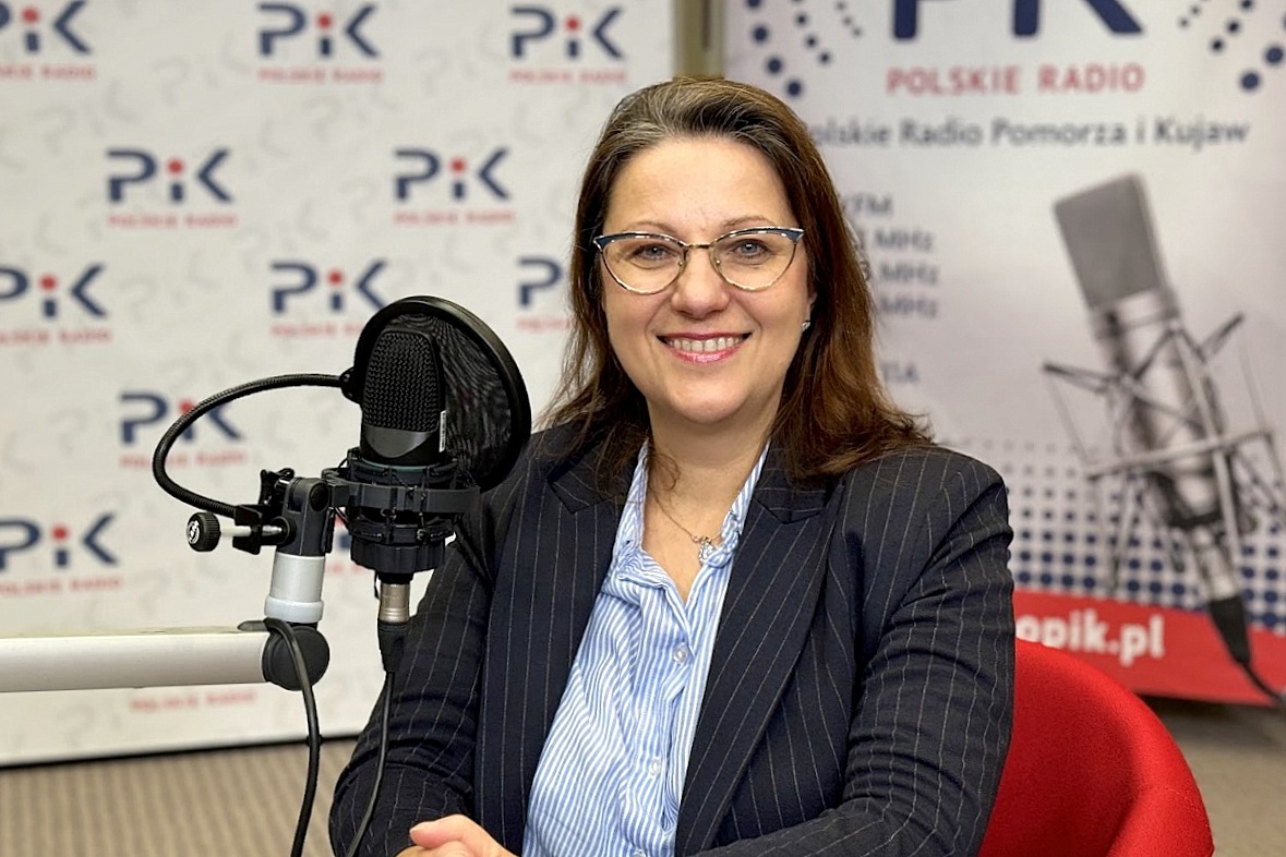 Profesor Małgorzata Grela w studiu Polskiego Radia PiK. Fot. Magda Jasińska