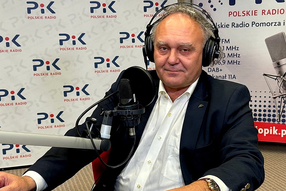 Piotr Salaber w studiu Polskiego Radia PiK. Fot. Magda Jasińska