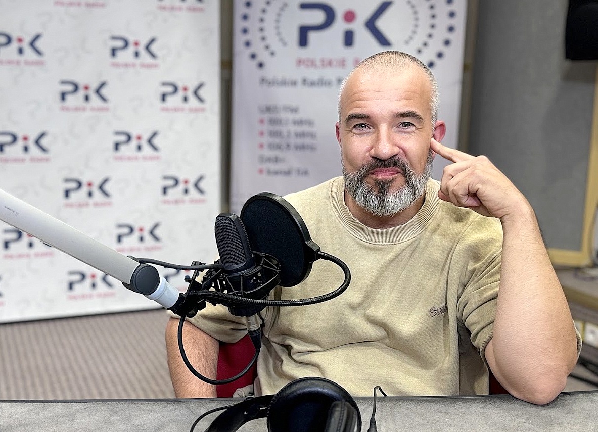 Daniel Moszczyński w studiu Polskiego Radia PiK. Fot. Magda Jasińska