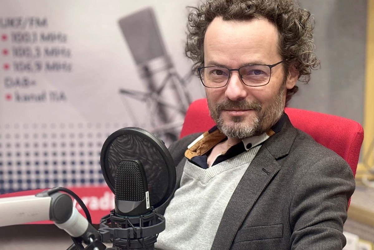 Profesor Mariusz Patyra w studiu Polskiego Radia PiK. Fot. Magda Jasińska/PR PiK