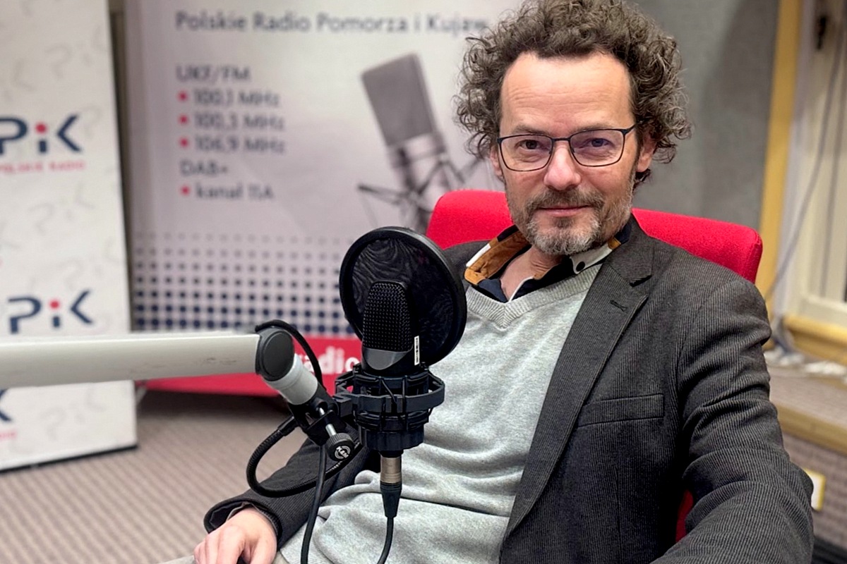 Profesor Mariusz Patyra w studiu Polskiego Radia PiK. Fot. Magda Jasińska/PR PiK