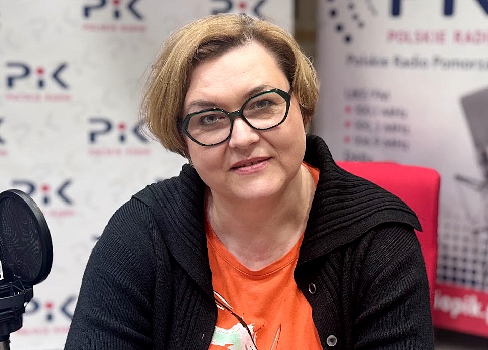 Agnieszka Sowa w studiu Polskiego Radia PiK. Fot. Magda Jasińska/PR PiK